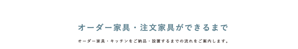 オーダー家具・注文家具ができるまで オーダー家具・キッチンをご納品・設置するまでの流れをご案内します。